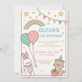 第1レインボーバニー誕生祝い 招待状 (正面)