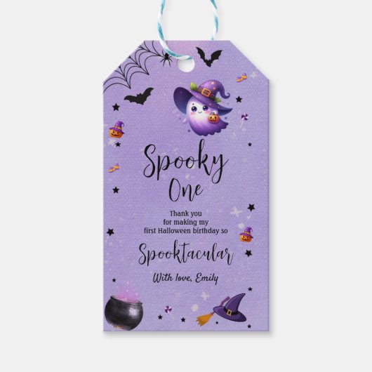 第1不気味誕生日ハローウィンパーティ紫 ギフトタグ (正面)