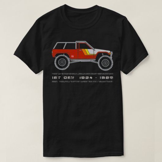 第1世代4ランナー(19841989)ケージド&レッドストライプの・サー Tシャツ (デザイン正面)