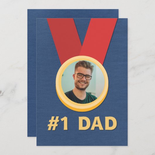 第1位のパパ写真メダルの父の日 シーズンカード (正面/裏面)