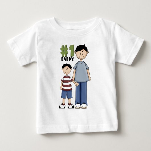 第1位、#1パパ父と男の子 ベビーTシャツ (正面)