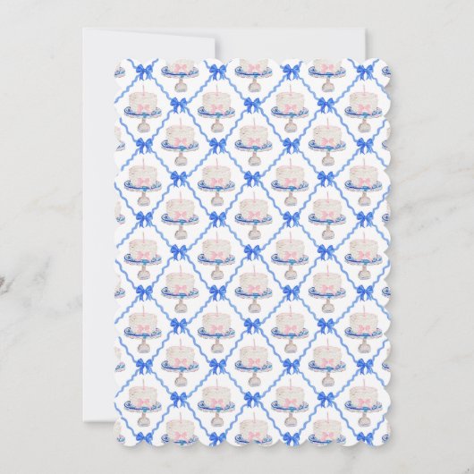 第1名門私立校風の誕生日チノワセリーラッフルケーキ弓 招待状 (裏面)