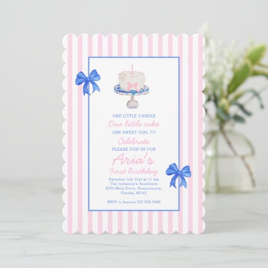 第1名門私立校風の誕生日チノワセリーラッフルケーキ弓 招待状 (スタンド正面)