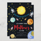 第1回のまわりに日宇宙第1回誕生日 招待状 (正面/裏面)