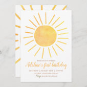 第1回のまわりに日第1回誕生日かわいい 招待状 (正面/裏面)