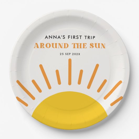 第1回のまわりに日第1回誕生日 ペーパープレート (正面)