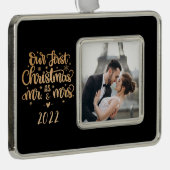 第1回のクリスマスパーソナライズされた飾り シルバープレートフレームオーナメント (右)