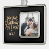 第1回のクリスマスパーソナライズされた飾り シルバープレートフレームオーナメント (左)