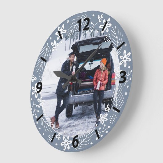 第1回のクリスマスメリー結婚した引用文写真 ラージ壁時計 (傾斜)