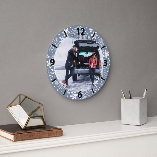 第1回のクリスマスメリー結婚した引用文写真 ラージ壁時計