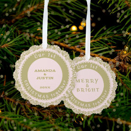 第1回のクリスマス一緒に金ゴールドリースバラ- オーナメントカード