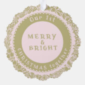 第1回のクリスマス一緒に金ゴールドリースバラ- オーナメントカード (裏面)