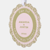 第1回のクリスマス一緒に金ゴールドリースバラ- オーナメントカード (左)