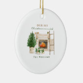 第1回のクリスマス結婚した額写真クリスマス セラミックオーナメント (右)