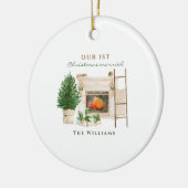 第1回のクリスマス結婚した額写真クリスマス セラミックオーナメント (左)