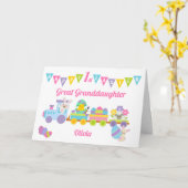 第1回イースターバニートレイン孫素晴らしピンク カード (黄色い花)