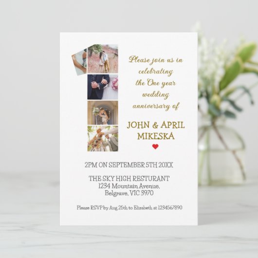 第1回カスタムの写真結婚の記念日 招待状 (スタンド正面)