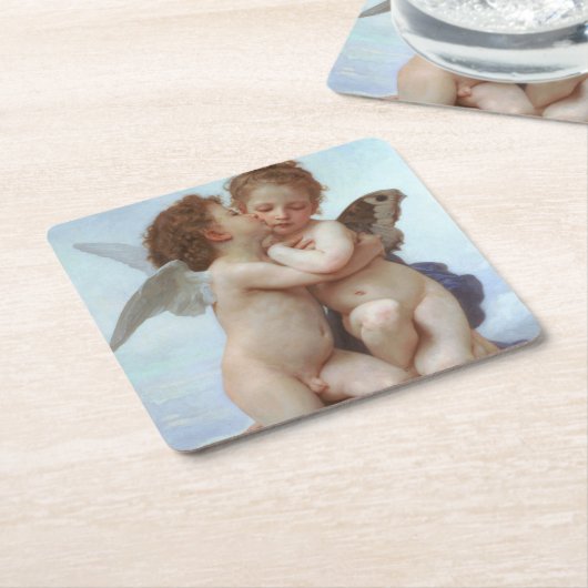 第1回キス、アモールとサイチェ、ブーゲロー スクエアペーパーコースター (アングル)