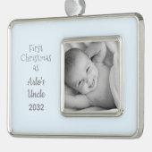 第1回クリスマスおじさん甥パーソナライズされた名写真 シルバープレートフレームオーナメント (左)