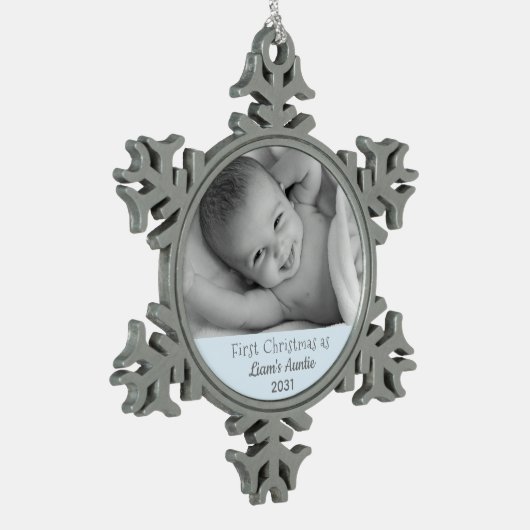 第1回クリスマスおばあさん写真 スノーフレークピューターオーナメント (左)