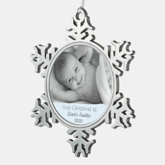 第1回クリスマスおばあさん写真 スノーフレークピューターオーナメント (右)