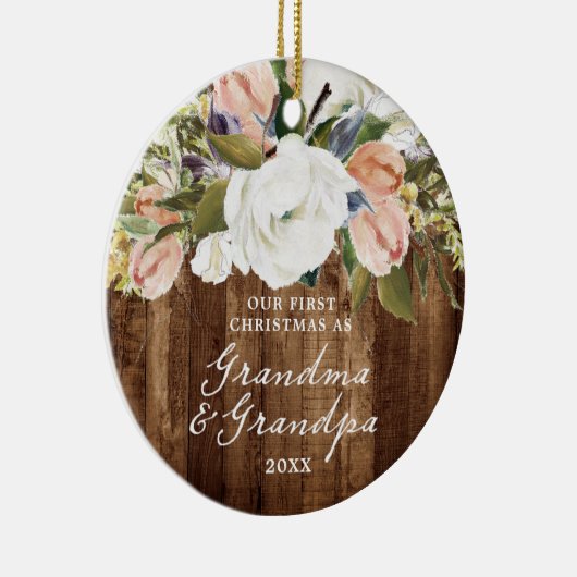 第1回クリスマスおばあちゃんパーソナライズされたおじいちゃん素朴 セラミックオーナメント (右)