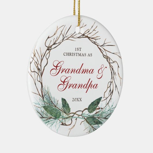 第1回クリスマスおばあちゃん&おじいちゃんパーソナライズされた セラミックオーナメント (右)