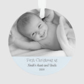 第1回クリスマスおばさん甥の名写真 オーナメント (裏面)