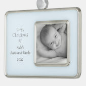 第1回クリスマスおばさん甥の名写真 シルバープレートフレームオーナメント (左)