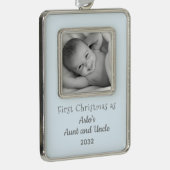 第1回クリスマスおばさん甥の名写真 シルバープレートフレームオーナメント (右)