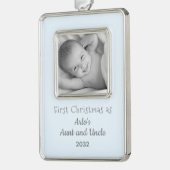 第1回クリスマスおばさん甥の名写真 シルバープレートフレームオーナメント (左)