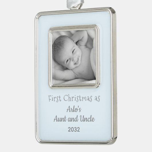 第1回クリスマスおばさん甥の名写真 シルバープレートフレームオーナメント (左)