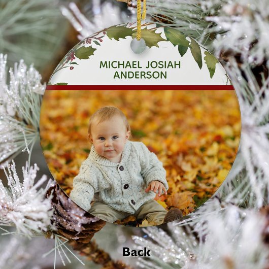 第1回クリスマスおばさん2フォトホリーリース エレガント セラミックオーナメント