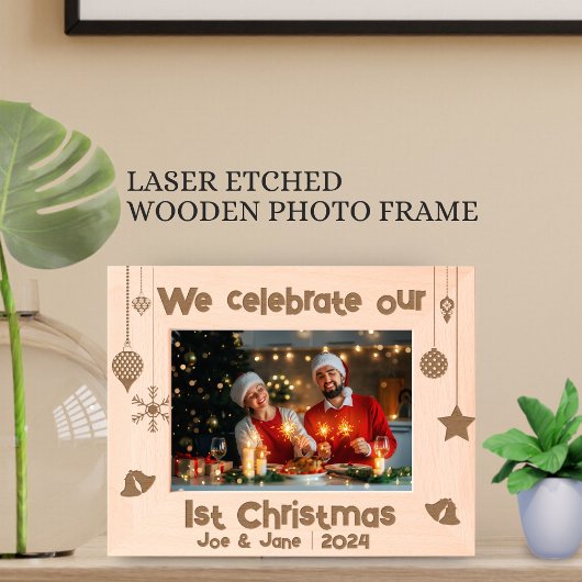 第1回クリスマスお祝いパーソナライズされた贈り レーザー彫刻フレーム