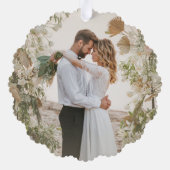 第1回クリスマスのミスターとミセスの写真エレガント オーナメントカード (裏面)