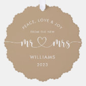 第1回クリスマスのミスターとミセスの写真エレガント オーナメントカード (正面)