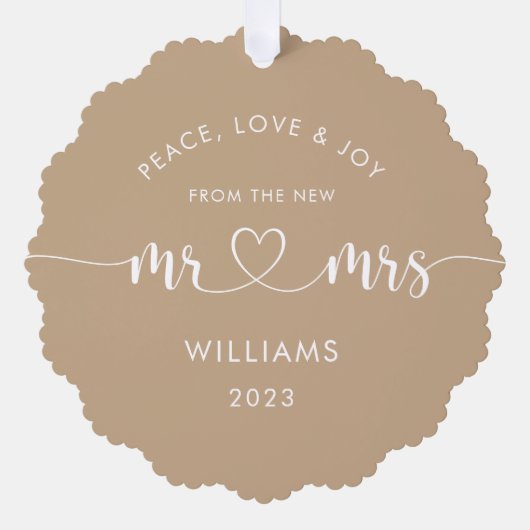 第1回クリスマスのミスターとミセスの写真エレガント オーナメントカード (正面)