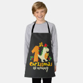 第1回クリスマスをモミークリスマスとして可愛い恐竜 エプロン (着用した状態)