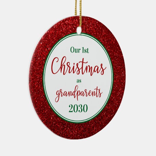 第1回クリスマスを祖父母としてグリッター写真 セラミックオーナメント (右)