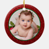 第1回クリスマスを祖父母としてグリッター写真 セラミックオーナメント (裏面)