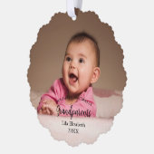 第1回クリスマスを祖父母としてベビー写真 オーナメントカード (左)