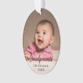 第1回クリスマスを祖父母としてベビー写真 オーナメント (正面)