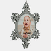 第1回クリスマスを祖父母としてベビー写真 スノーフレークピューターオーナメント (左)