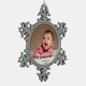 第1回クリスマスを祖父母としてベビー写真 スノーフレークピューターオーナメント (左)