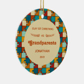 第1回クリスマスを祖父母としてヴィンテージパズル写真 セラミックオーナメント (右)