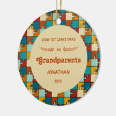 第1回クリスマスを祖父母としてヴィンテージパズル写真 セラミックオーナメント (左)