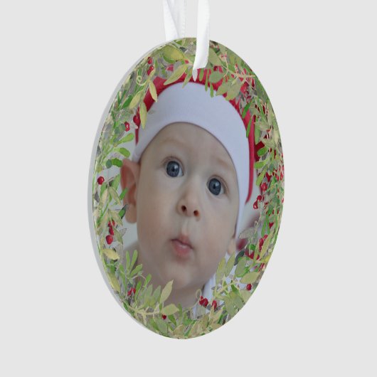 第1回クリスマスを祖父母として写真リース オーナメント (正面)