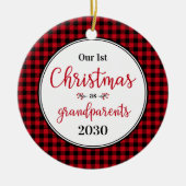 第1回クリスマスを祖父母として写真 セラミックオーナメント (正面)