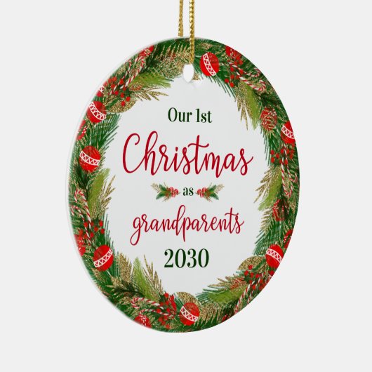 第1回クリスマスを祖父母として写真 セラミックオーナメント (右)