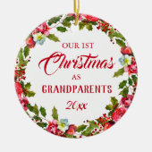 第1回クリスマスを祖父母として写真 セラミックオーナメント (正面)
